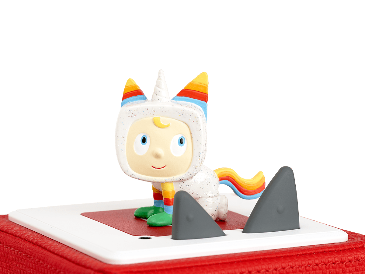 Emma Memma Unicorn Creative-Tonie on a red Toniebox