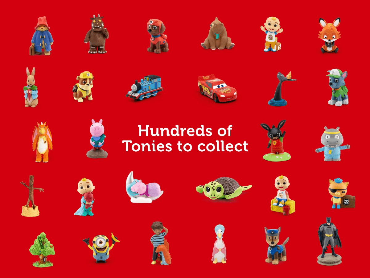 Graphic image that shows variety of Content Tonies available