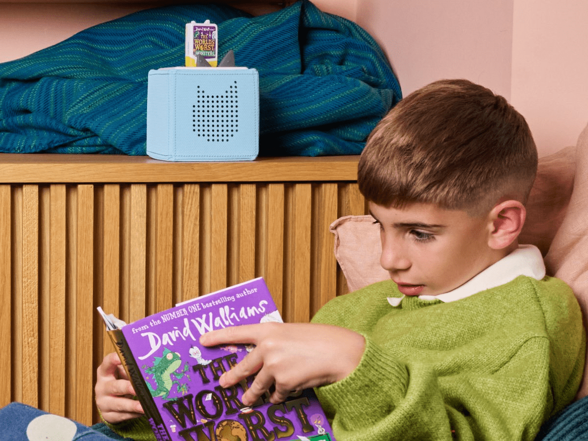 Child playing with David Walliams: The World's Worst Monsters Audiobook