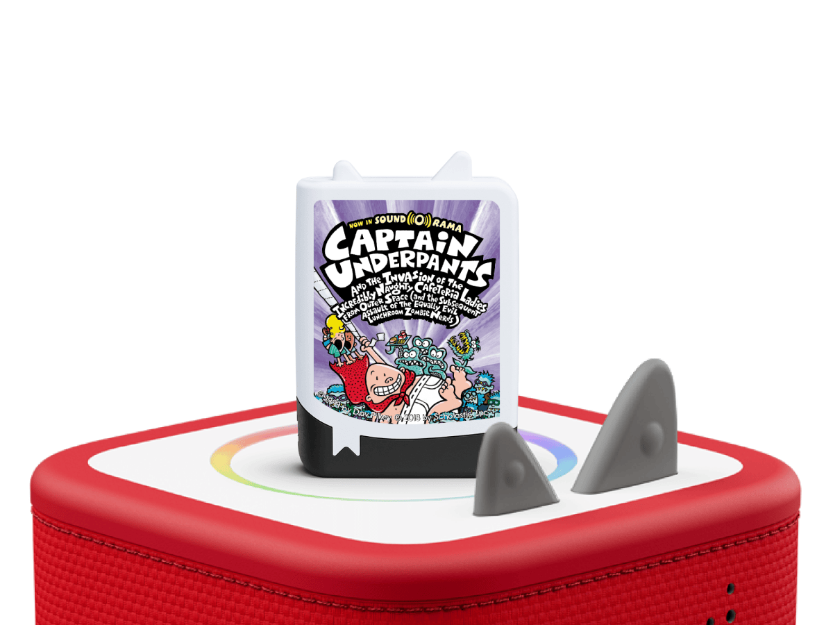 Captain Underpants and the Invasion of the Incredibly Naughty Cafeteria Ladies from Outer Space on a Red Toniebox 2 ready to play audio stories and songs curated for older listeners