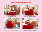 Graphic image that shows how a child uses the Toniebox