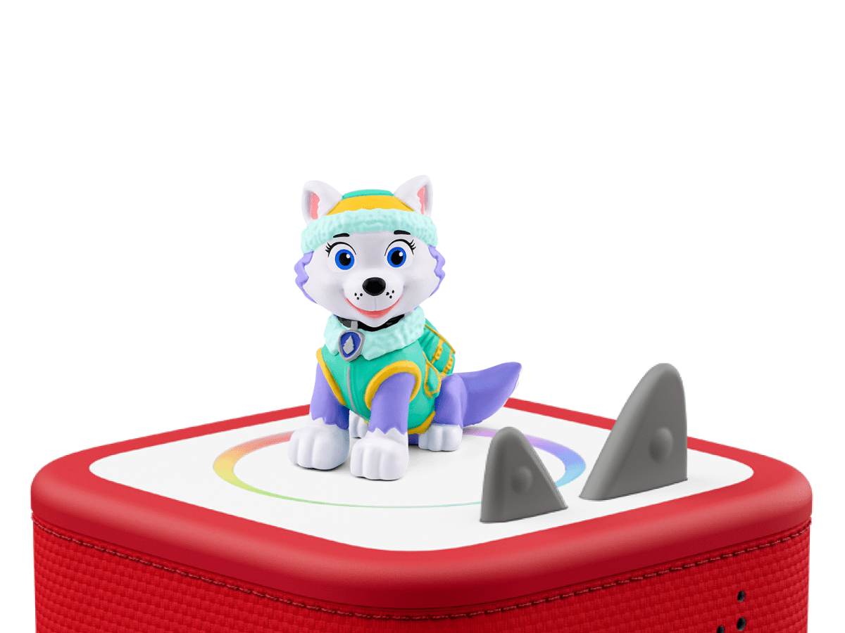 Everest Tonie on a red Toniebox 2 ready to play audio stories and songs