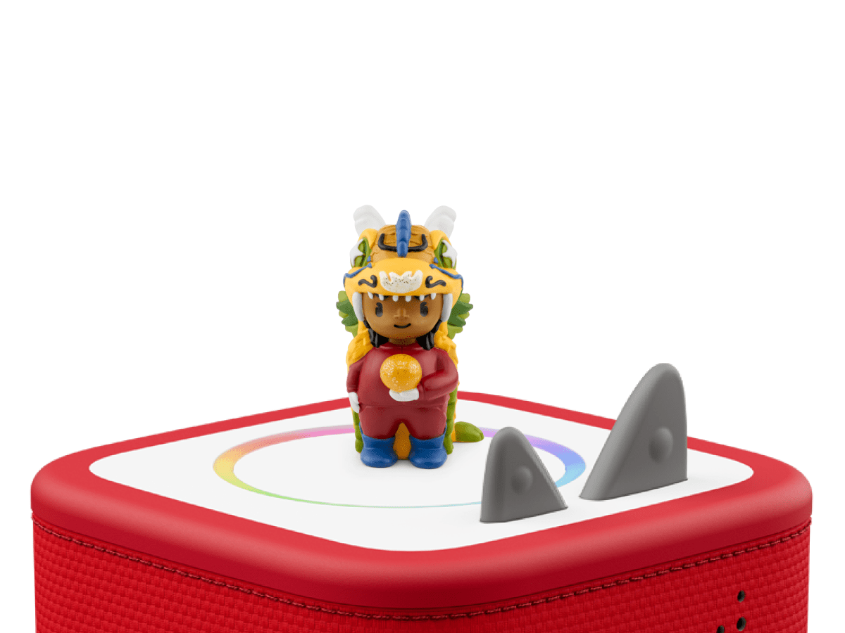 Lunar New Year on a red Toniebox 2 ready to play audio stories and songs
