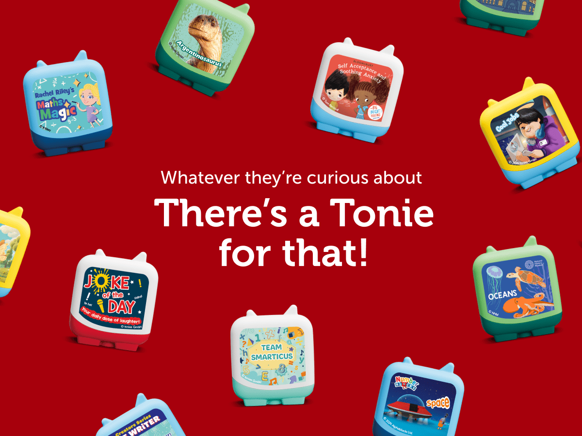 Graphic image that shows variety of Clever Tonies available