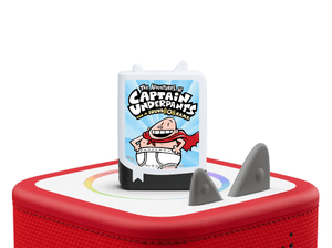 The Adventures of Captain Underpants on a Red Toniebox 2 ready to play audio stories and songs curated for older listeners