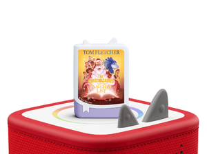 Tom Fletcher - The Christmasaurus and the Naughty List on a red Toniebox 2 ready to play audio stories and songs curated for kids
