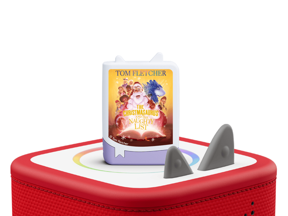 Tom Fletcher - The Christmasaurus and the Naughty List on a red Toniebox 2 ready to play audio stories and songs curated for kids